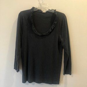 J Crew 3/4 Sleeve Ruffleneck Tee